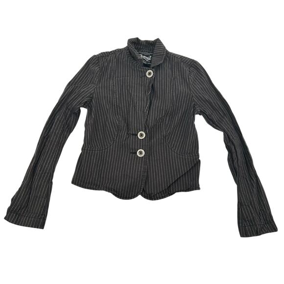 VTG y2k Womens Pinstripe Jimmy'Z Surf Co. Blazer Jacket Low Rise Shorts Set Sz M - Picture 2 of 12